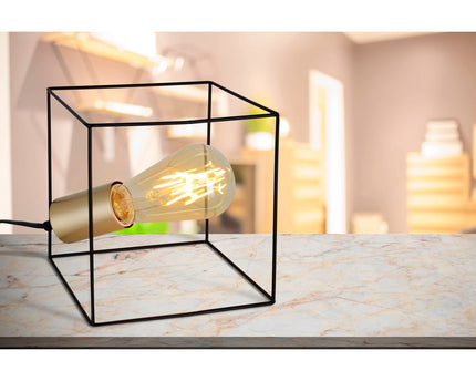 Tafellamp "Canto", tafellamp gemaakt van zwart en goud, E27-Socket-versie, voor eetkamer, woonkamer, gang, kantoor of als een bedlamp, 16 cm hoog