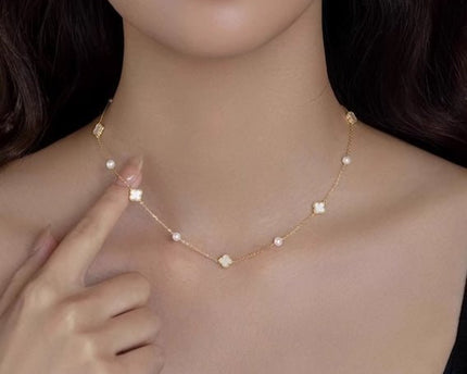 Elegante MOP Lucky Clover parels kralen ketting