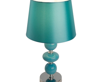 Keramische tafellamp "araga" 36 cm hoog, tafellamp gemaakt van metaal, keramiek, met tekstbladen, turquoise, met E14 -aansluiting, verlichting voor eetkamer, woonkamer, gang of kantoor