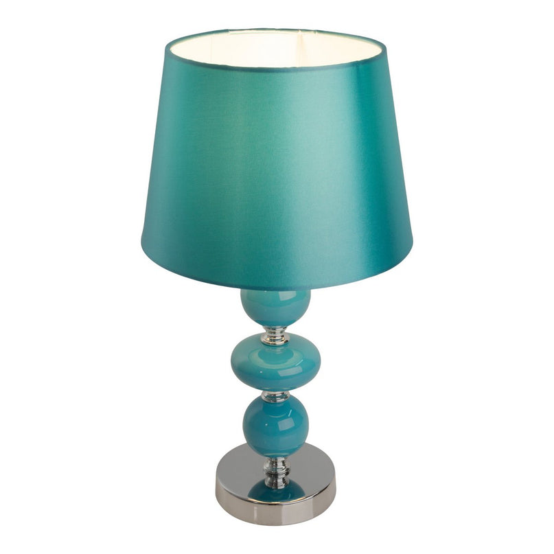 Keramische tafellamp "araga" 36 cm hoog, tafellamp gemaakt van metaal, keramiek, met tekstbladen, turquoise, met E14 -aansluiting, verlichting voor eetkamer, woonkamer, gang of kantoor