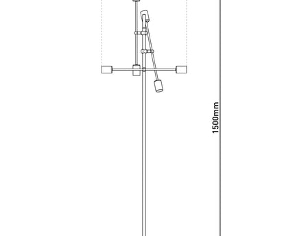 Staande lamp "Modo" gemaakt van zwart in zwart, versies in goud, E27 -aansluiting, vloerlamp voor woonkamer, eetkamer, keuken, gang, gang of kantoor, 150 x 49 cm
