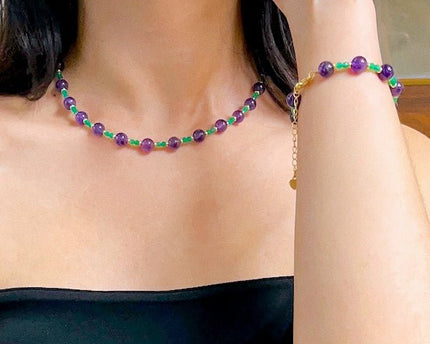 Amethyst Green Onyx kralen ketting n armband