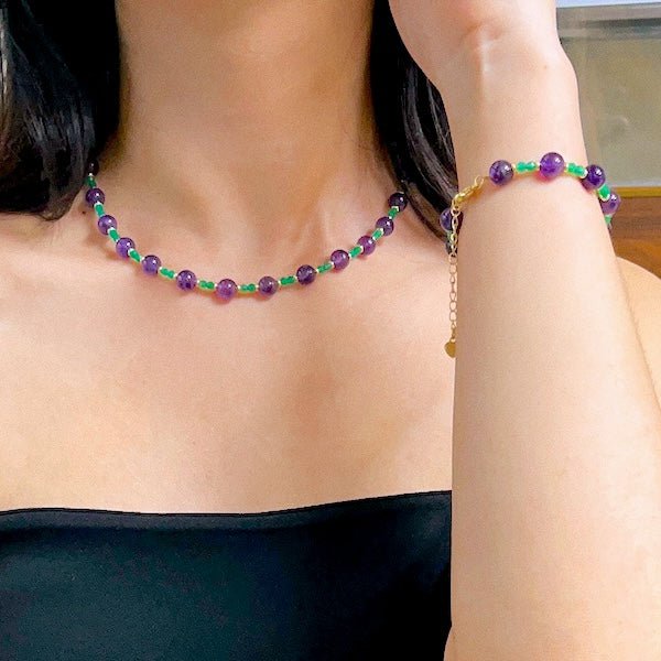 Amethyst Green Onyx kralen ketting n armband