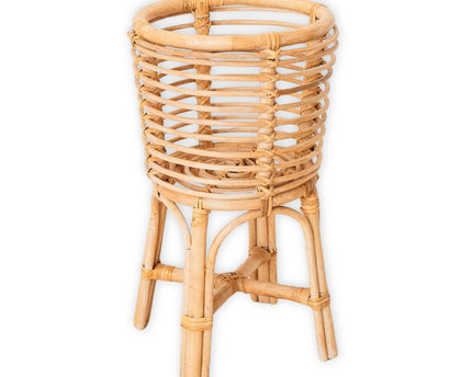 Rotan Plantenstandaard Rond – Boho Plantenbak – Rotan Plantenmand – Natuurlijke Bloemenstandaard voor Potten tot Ø20 cm AKARA