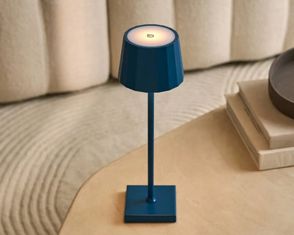 William Delftware blauwe oplaadbare ijzeren tafellamp – dimbaar, opladen via USB-C, 120 uur