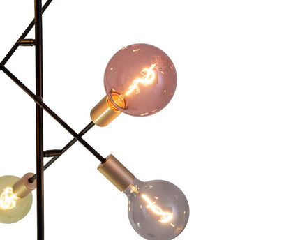 Staande lamp "Modo" gemaakt van zwart in zwart, versies in goud, E27 -aansluiting, vloerlamp voor woonkamer, eetkamer, keuken, gang, gang of kantoor, 150 x 49 cm