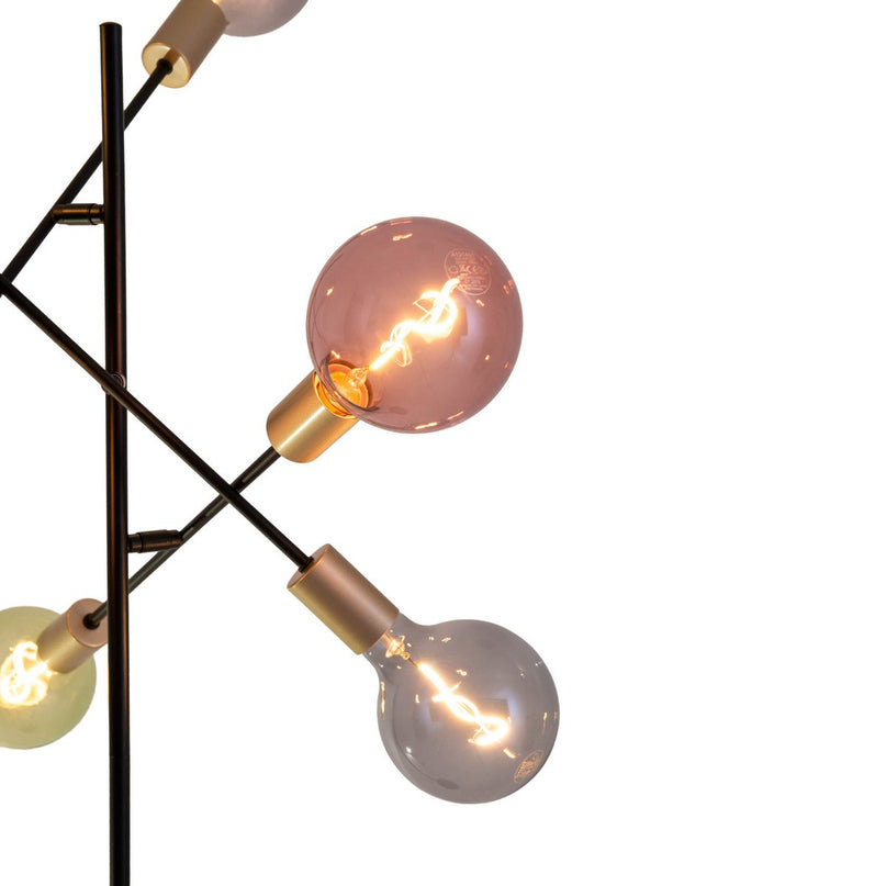 Staande lamp "Modo" gemaakt van zwart in zwart, versies in goud, E27 -aansluiting, vloerlamp voor woonkamer, eetkamer, keuken, gang, gang of kantoor, 150 x 49 cm