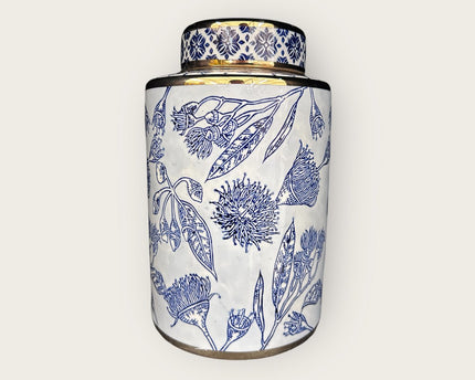 Blauw-witte porseleinen bloemenvaas (voor keuken thuis)
