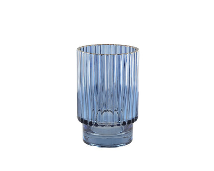 Rand -vormige blauwe vaas Gilded Edge H.15 cm
