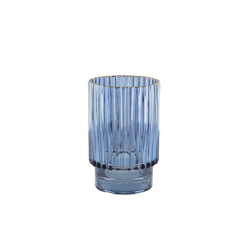 Rand -vormige blauwe vaas Gilded Edge H.15 cm