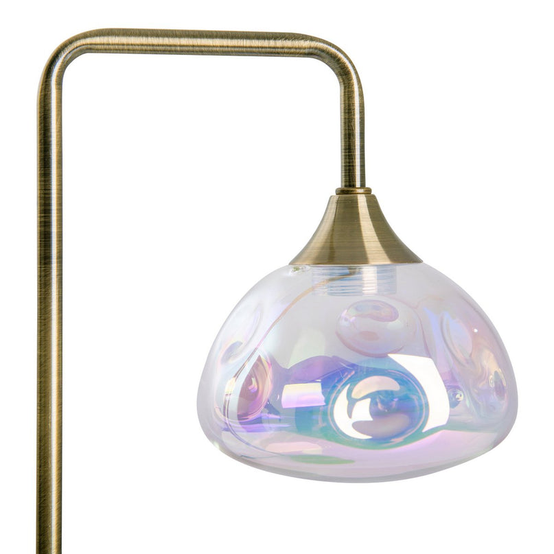 LED -tafellamp "Varna", tafellamp gemaakt van messing -gekleurd metaal en iriserend glas, stevig ingebouwd -in LED's, 45 cm hoog, stijlvolle verlichting voor woonkamer, eetkamer of gang