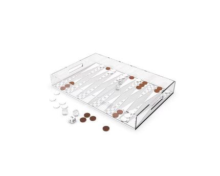 Backgammon Game Tray in White and Brown Acryl 25x38x5cm