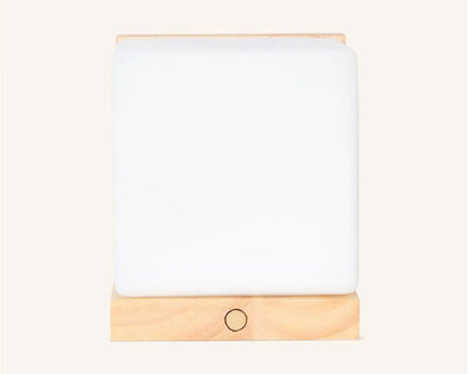 Lizzy lichtbruine vierkant oplaadbare houten wandlamp - draadloze, dimbare en stijlvolle verlichting