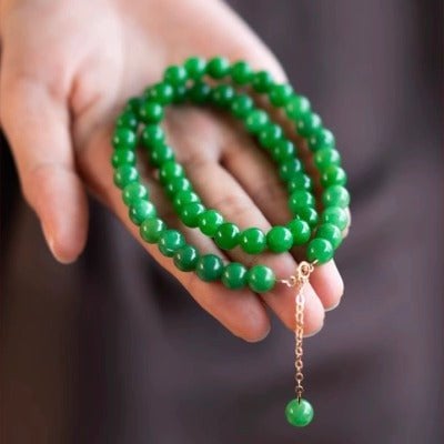 Tijdloze levendige groene jade kralen ketting