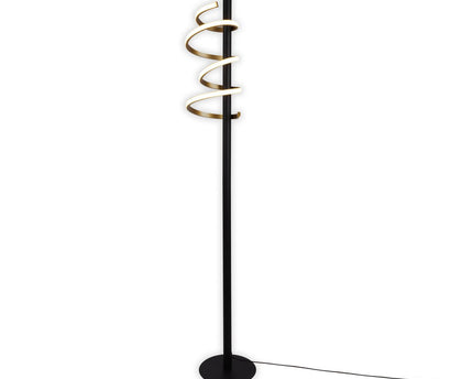 LED staande lamp "Belleza", moderne metalen vloerlamp en plastic in zwart, goud en wit, met stevig ingebouwde LED's, 140 hoog, verlichting voor woonkamer, eetkamer, slaapkamer of kantoor.