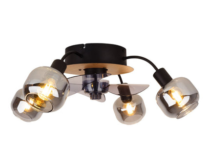 Plafondlamp inclusief ventilator "fumoso", in zwart, bruin en natuur, voor E27, Ø 51 cm