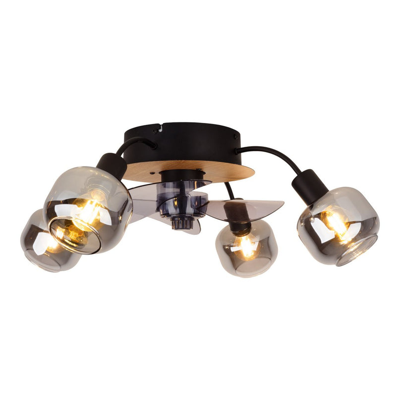 Plafondlamp inclusief ventilator "fumoso", in zwart, bruin en natuur, voor E27, Ø 51 cm
