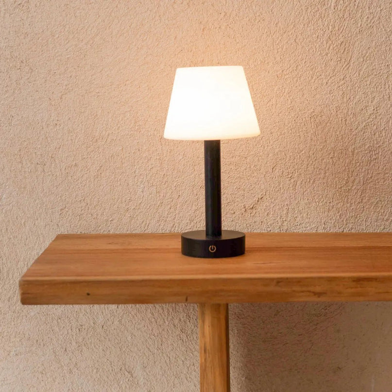 Zoë Zwarte Houten Oplaadbare Tafellamp | Dimbaar en draagbaar | Batterijduur van 80 uur