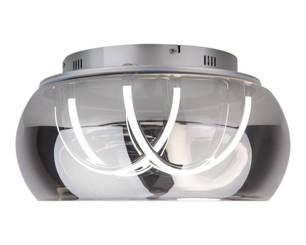 LED -plafondlicht "Malou" Ø 45 cm, 23,5 cm hoog, gemaakt van metaal, rookglas, geïntegreerde LED's, warm wit