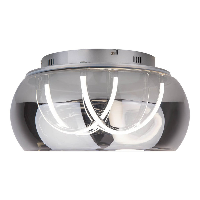 LED -plafondlicht "Malou" Ø 45 cm, 23,5 cm hoog, gemaakt van metaal, rookglas, geïntegreerde LED's, warm wit