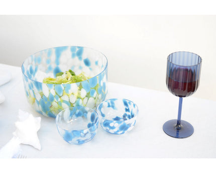 Blauw en wit glas in glas 24,5x24.5x12.5 cm