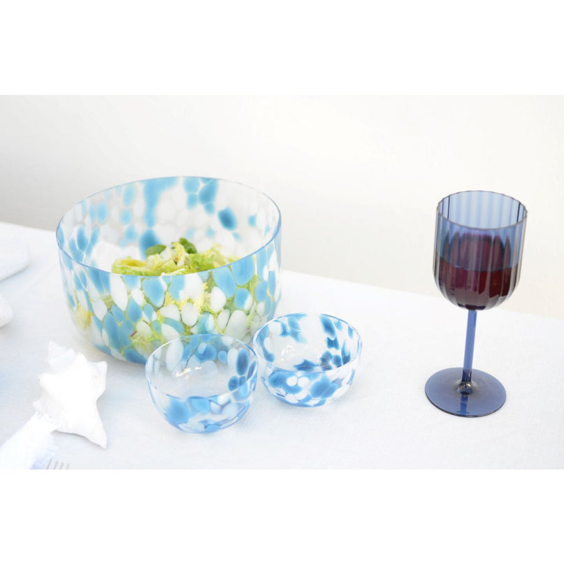 Blauw en wit glas in glas 24,5x24.5x12.5 cm