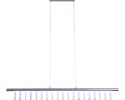 Led hanglamp "nobilis" lengte ongeveer 100 cm, gemaakt van metaal en plastic in satijnnikkel, met stevig ingebouwde LED's, verlichting voor woonkamer, eetkamer of kantoor