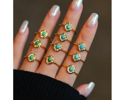 Modern vintage turquoise ovaal ring-aanpassbaar