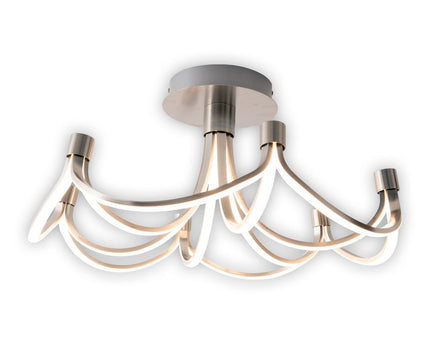 LED -plafondlamp "festival" Ø 60 cm, metalen nikkel mat en plastic, stevig gebouwd -in LED's, verlichting voor woonkamer, eetkamer, kantoor of gang