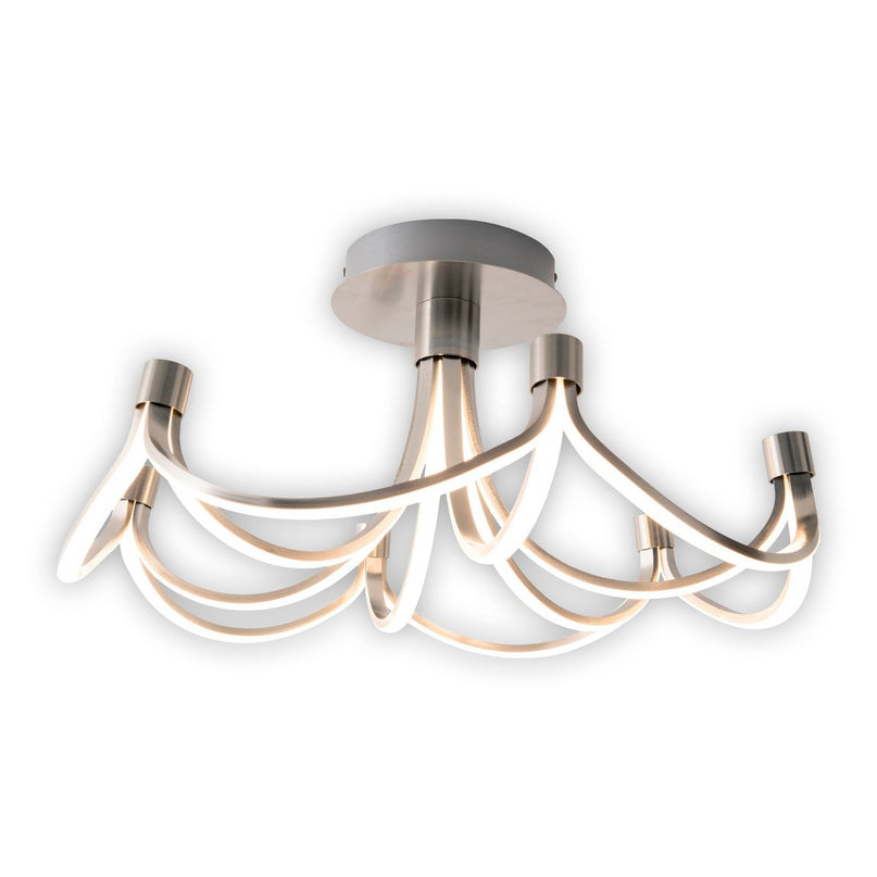 LED -plafondlamp "festival" Ø 60 cm, metalen nikkel mat en plastic, stevig gebouwd -in LED's, verlichting voor woonkamer, eetkamer, kantoor of gang