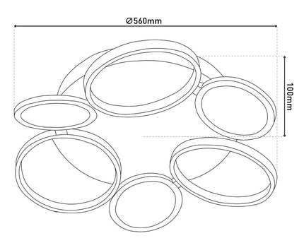LED-plafondlicht "Stelari" Ø 56 cm, gemaakt van metaal in stalen blank en wit plastic, met stevig ingebouwde LED's, plafondlamp voor woonkamers of kantoor