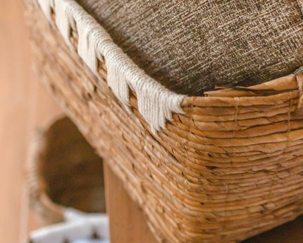 Opbergmand met katoendecor PISANG Decoratieve mand handgeweven van bananenvezel
