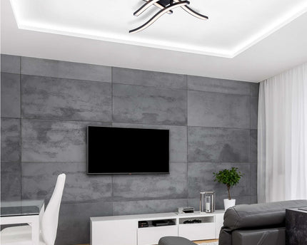 LED -plafondlamp "Onda" S: 45 cm, plafondlamp gemaakt van metaal en plastic in zwart "LED -vaste, verlichting voor woonkamer, eetkamer of kantoor 45 x 45 cm
