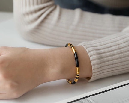Stapelbaar geëmailleerde armbanden-wit, zwart n groen