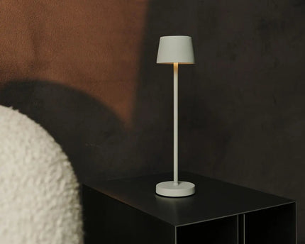 Vondel Mini Shadow Gray Oplaadbare en draadloze lamp perfect voor horeca -industrie - draadloos oplaadbaar via laadstation