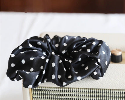 Polka Dot 100% zijden haarscrunchie - 6 cm breed