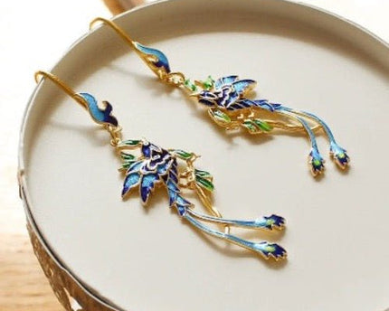 Chinese koninklijke oorbellen-Cloisonné-Phoenix n Flower