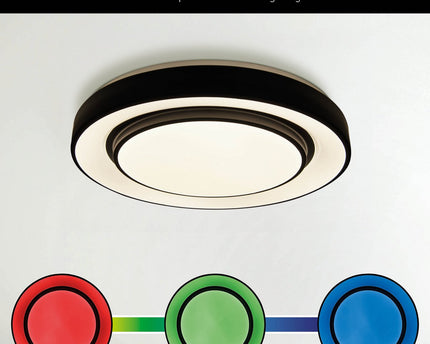 LED -plafondlamp "Monterey" Ø 47,5 cm, vele functies, gemaakt van metaal en plastic in het zwart, met geïntegreerde LED's, verlichting voor woonkamers, gang of kantoor