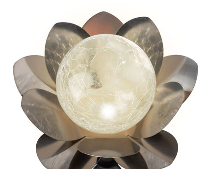Solar-deco-earthspieß 3 set "lule" Ø ca. 10 cm, ca. 20 cm hoog, roestvrij staal, glas met een knettereffect