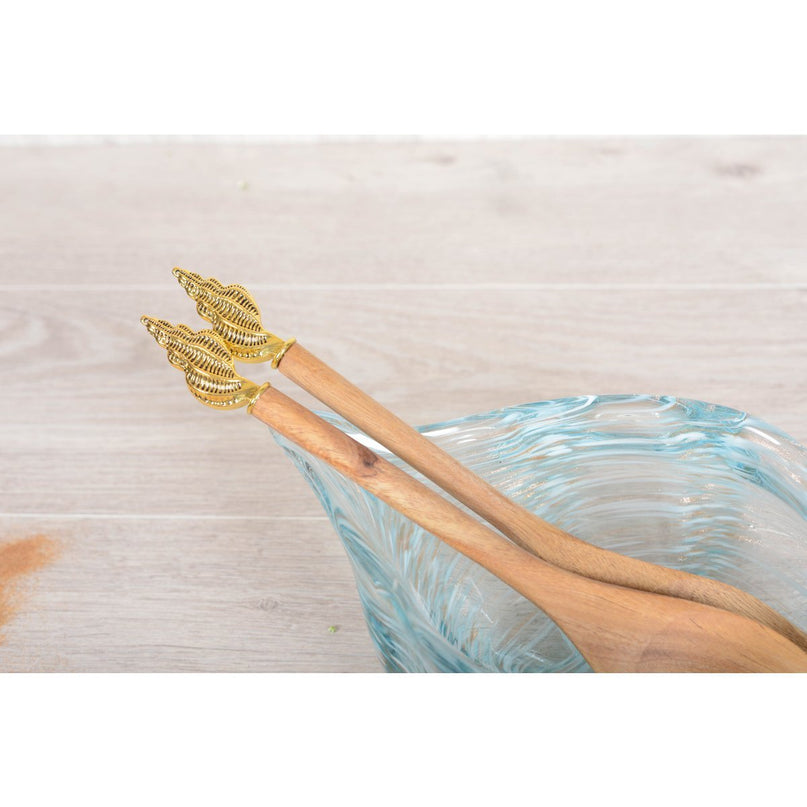 Gouden schaal salade bestek