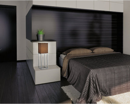 Tafellamp "Alfa", moderne metalen tafellamp en textiel in chroom/donkergrijs met E27 -aansluiting, 65 cm hoog, chique lamp voor gang, woonkamer en kantoor