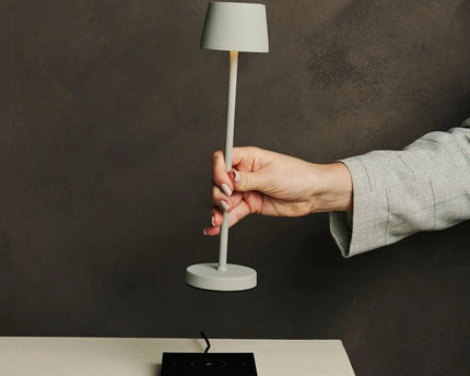 Vondel Mini Shadow Gray Oplaadbare en draadloze lamp perfect voor horeca -industrie - draadloos oplaadbaar via laadstation