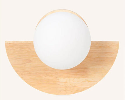 Kane lichtbruine draadloze wandlamp – oplaadbare lamp van hout en glas