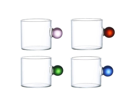Glazen kopjes met 100 ml gekleurde balgreep - veel van 4