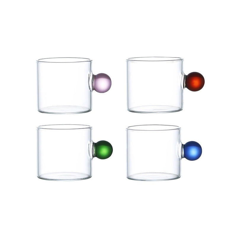 Glazen kopjes met 100 ml gekleurde balgreep - veel van 4