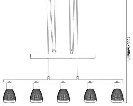 5er spot hanger lamp "lindita" exclusief illuminant