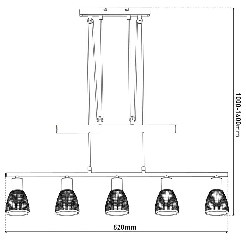 5er spot hanger lamp "lindita" exclusief illuminant