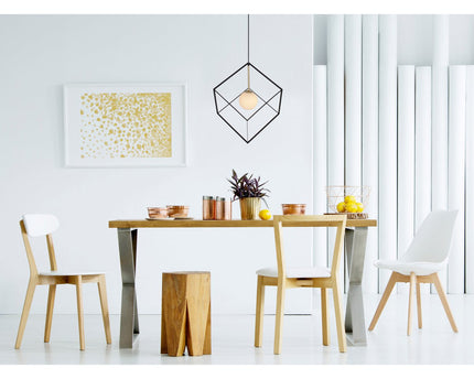 Hanger lamp "cadre", hanglamp retro gemaakt van metaal en glas in zwart en wit met een G9 -aansluiting, 30 cm zijlengte, voor woonkamer en kantoor.