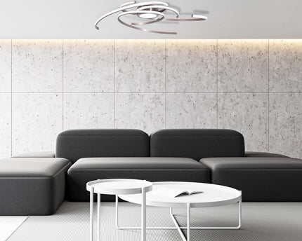 LED-plafondlamp "Radon" in satijnen nikkel gemaakt van metaal en plastic, met stevig ingebouwde LED's Ø 57 cm