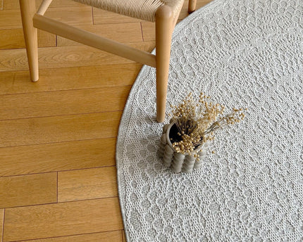 GEHAAKT rond decoratief vloerkleed